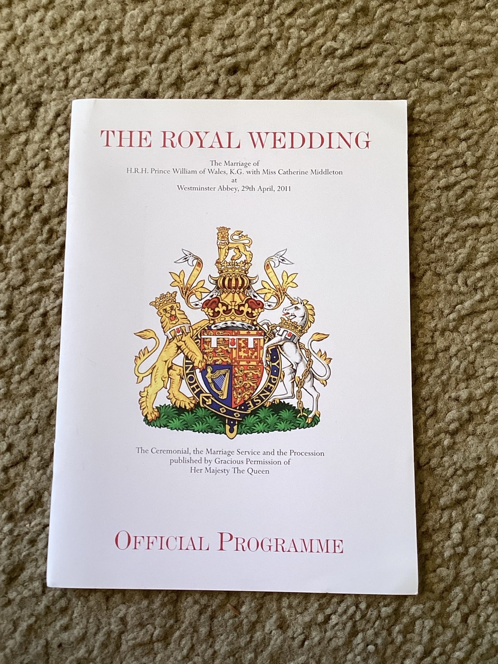 William & Kate Official Royal Wedding Program